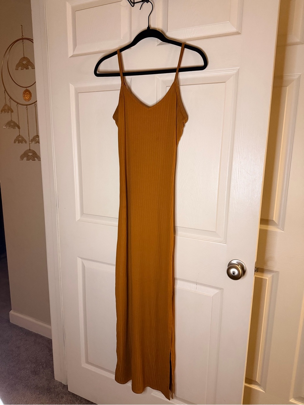 Absolutely Ribbed Mustard Slip Maxi Dress